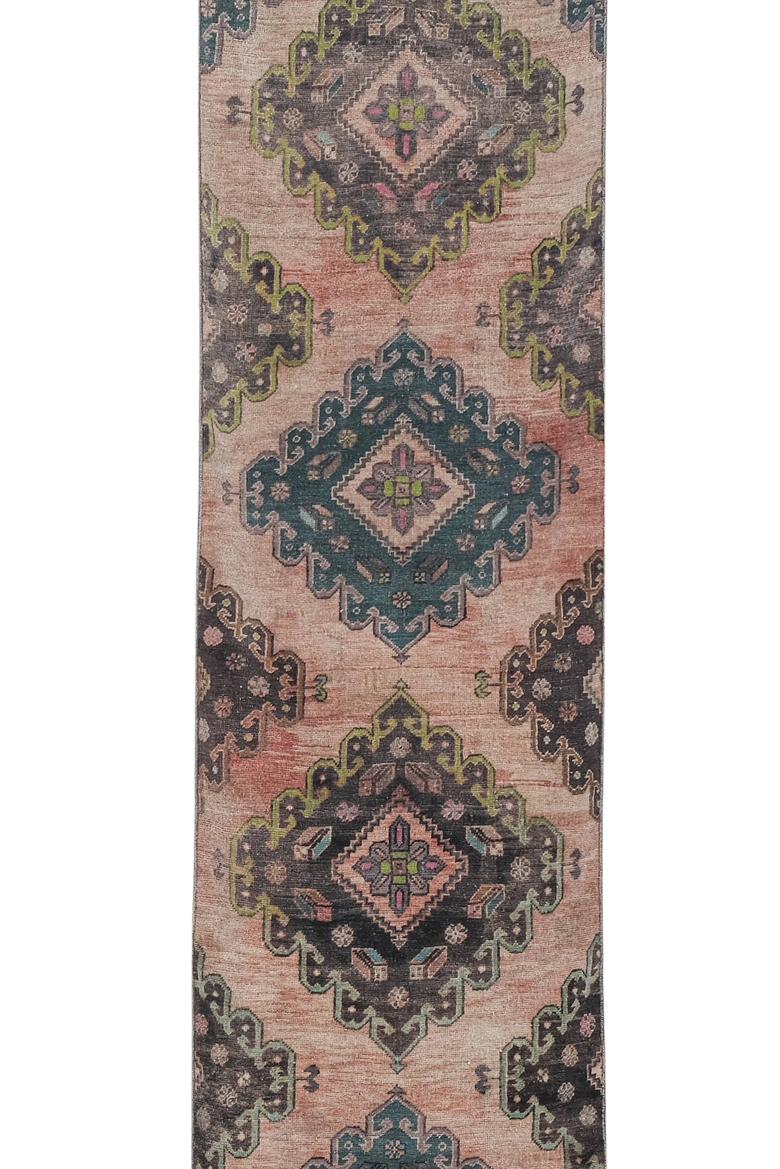 Vintage turkish rug from oushak, hand-woven 90x492 cm