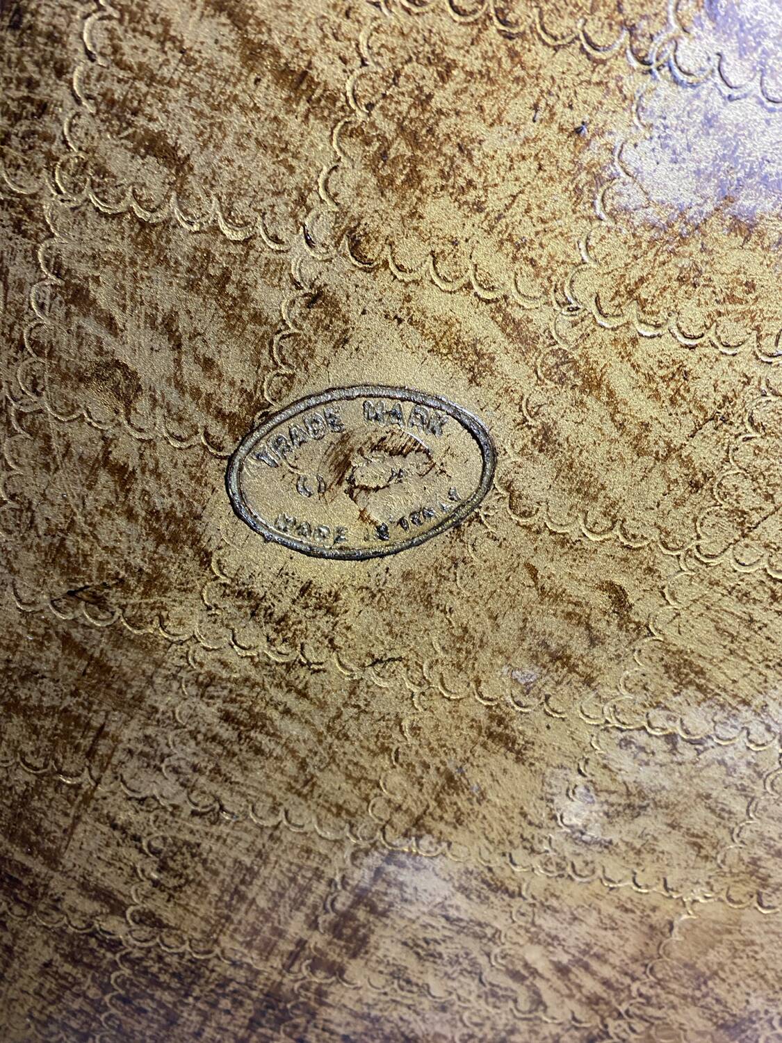 Grand plateau en bois florentin vintage