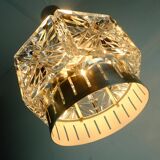 Vintage crystal glass and metal pendant light with 6 glass prisms from the 1960s, 2 available
