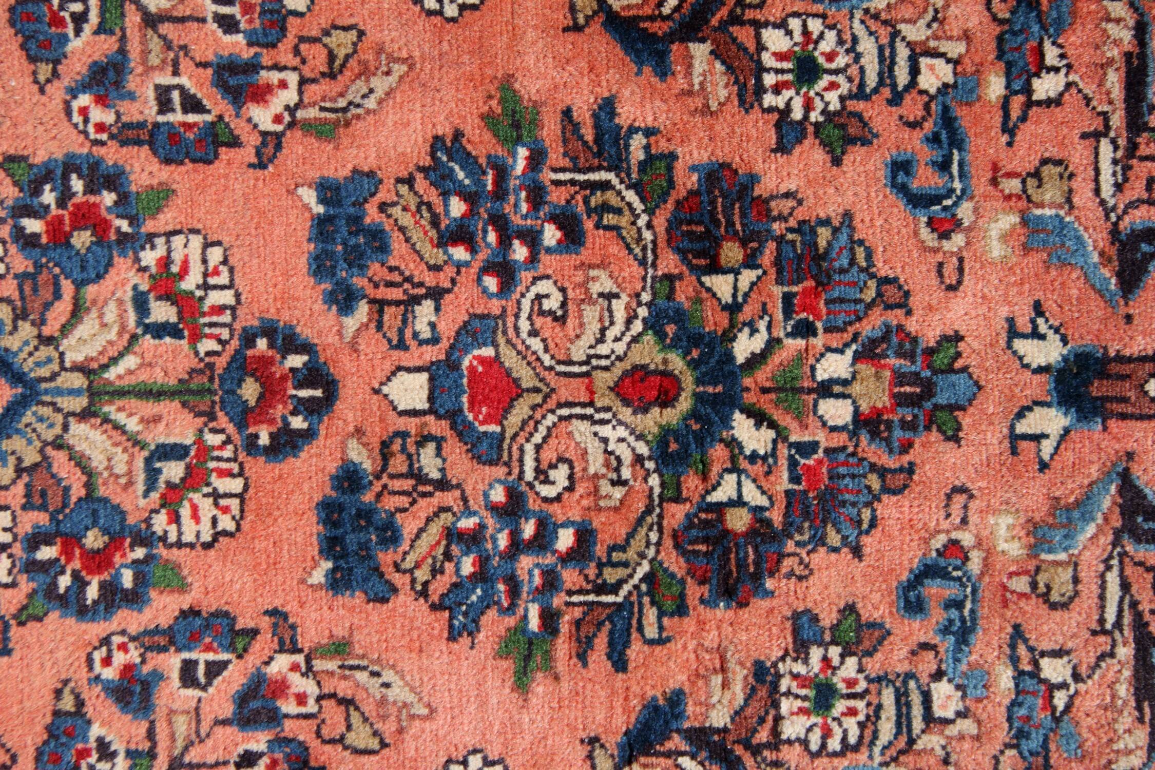 Traditional pink wool persian runner rug handwoven oriental wool carpet runner 85x295cm