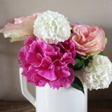 White earthenware pitcher carafe Digoin Sarreguemines