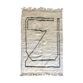 Moroccan Berber carpet Beni Ouarain with black graphic patterns 2.4x1.58m