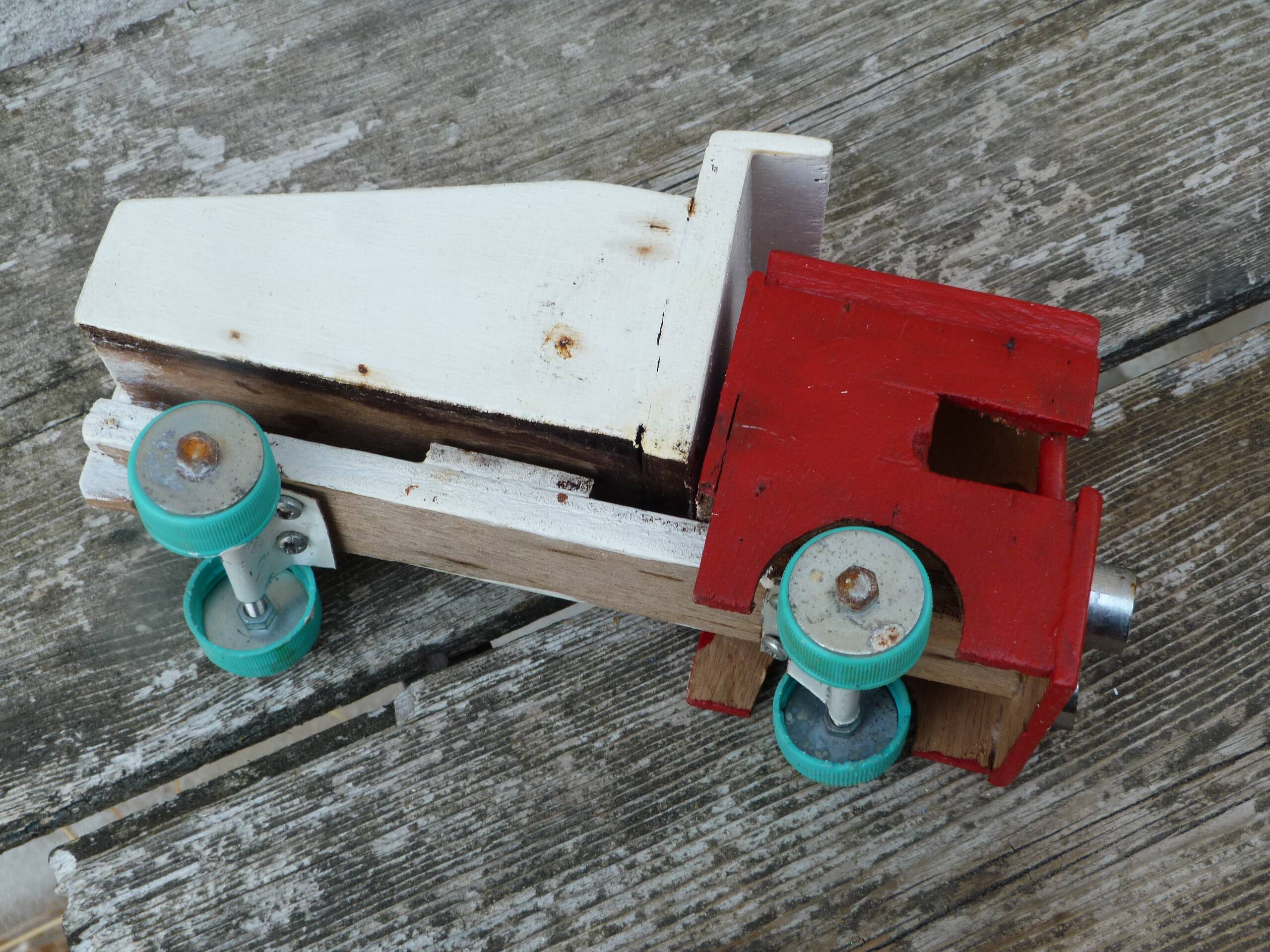 Vintage wooden toy truck handmade