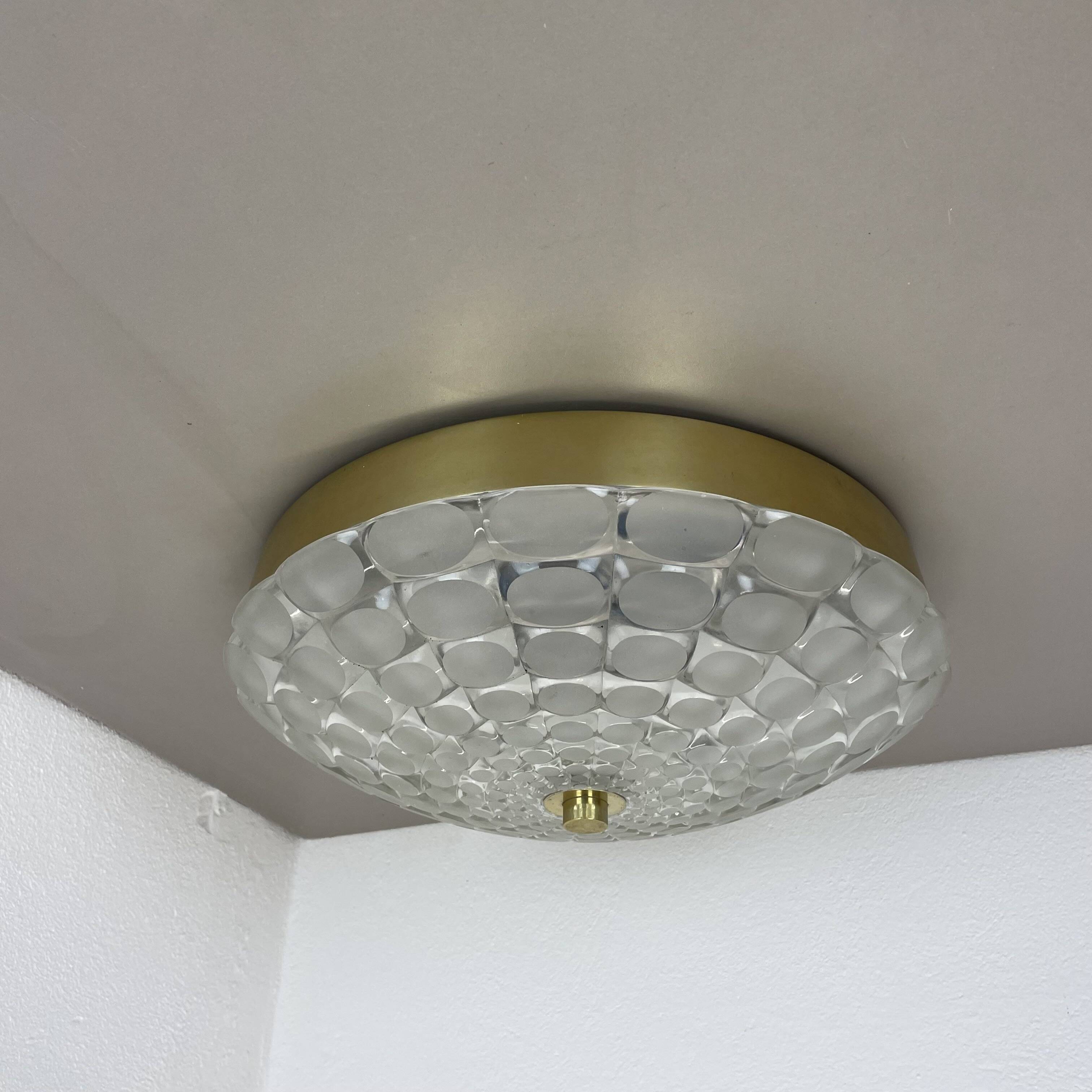 Glass flushmount wall light  peill and putzler lights attrib., germany, 1970s