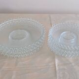 Vintage service of 12 pressed glass plates with bead decoration.