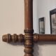 Antique turned wooden mirror in bamboo style, late 19th century A116