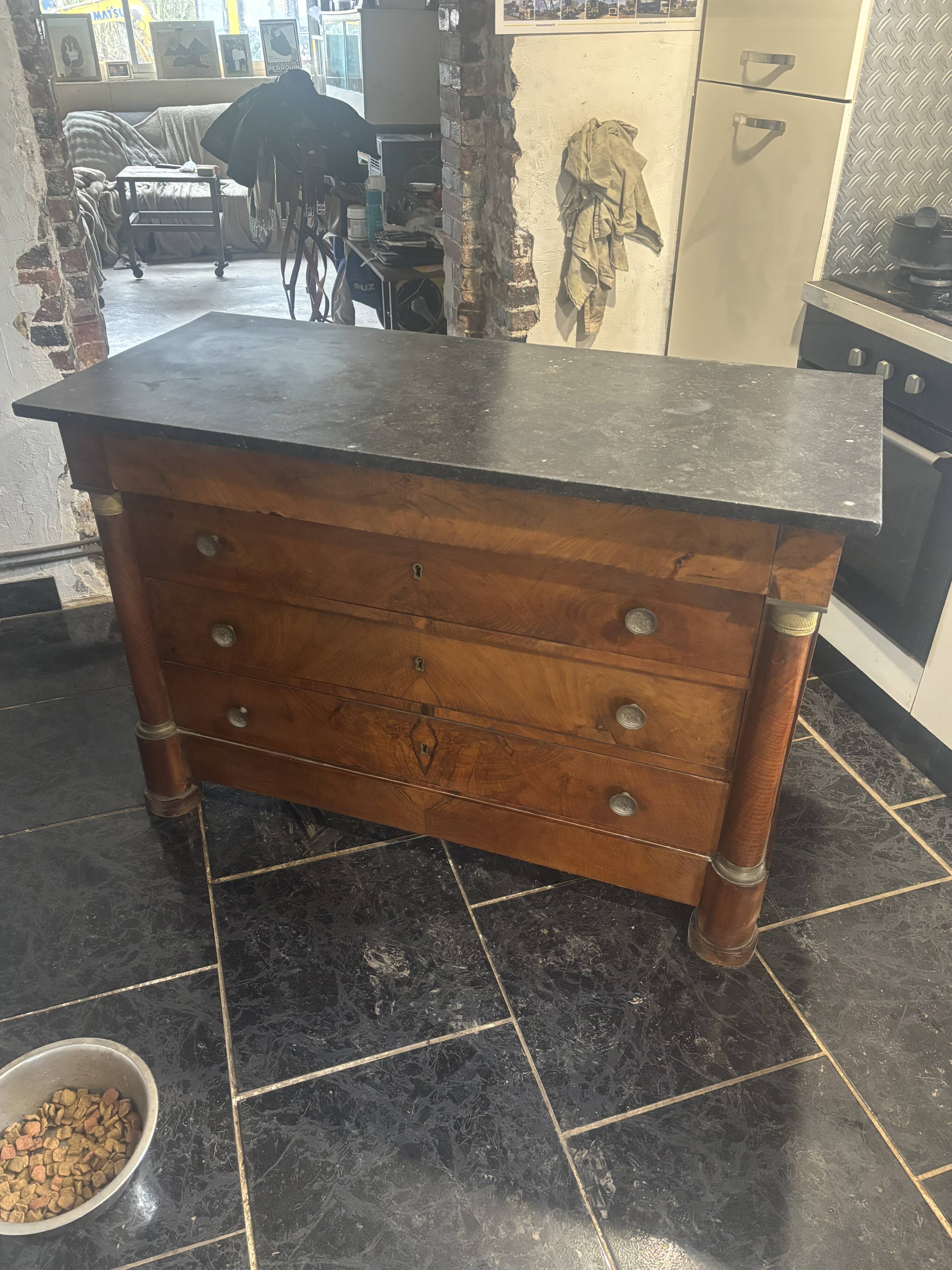Buffet Empire early 19th century – Black stone top – Finished back