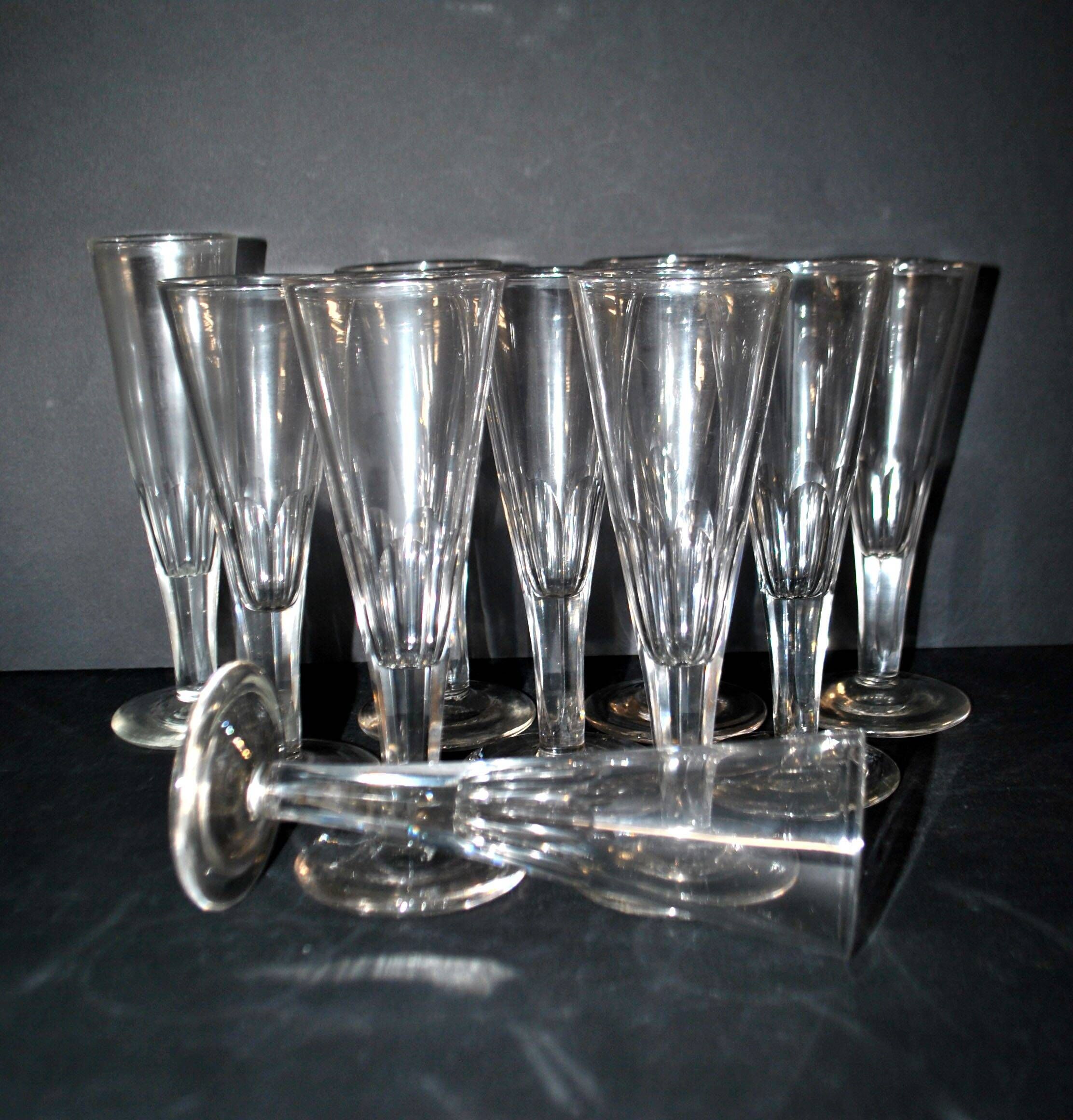 Portieux? Set of 10 cut glass champagne flutes from 1900 bistro.