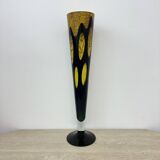 Grand vase en verre jaune et noir, années 1970