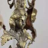 Vintage Patinated Bronze Figural Pendant Lamp