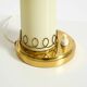 A beautiful, rare 1950s brass table lamp with one opal glass shade adorned