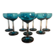 Set of 8 vintage 1960s glasses – elegant blue-green-turquoise design