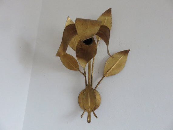 Applique fleur en métal doré années 70