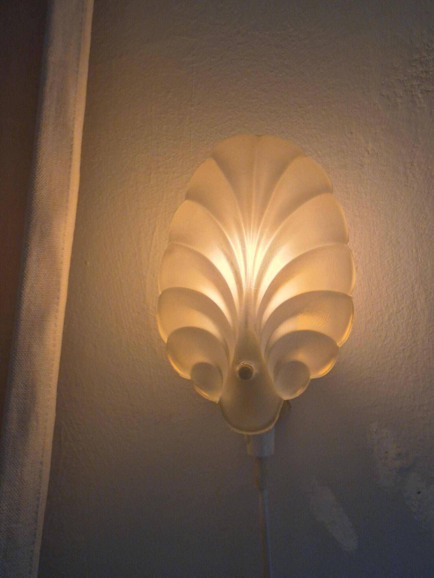 Shell-shaped frosted glass applique, Swedish Modern 1950s