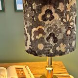 Lampe laiton et velours 1970