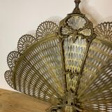Firewall foldable fan "peacock" - brass bronze late nineteenth century