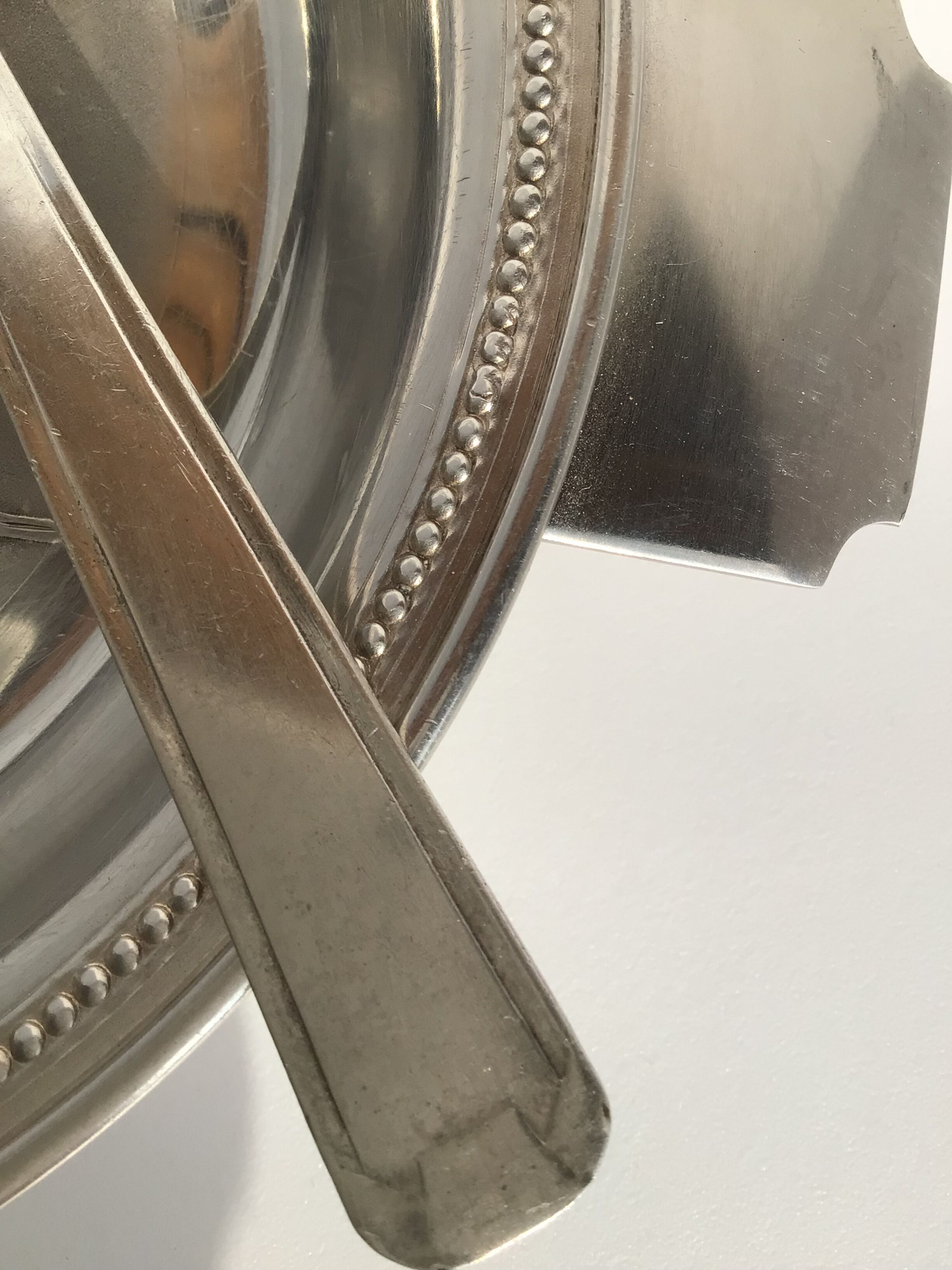 Baby plate silver metal spoon silver 30s