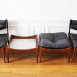 2 Fauteuils - 1 Ottoman - 1 Table basse - Kristian VEDEL - Entièrement restauré