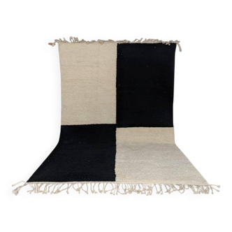 Tapis blanc-noir fait main traditionnel 250cmx150cm