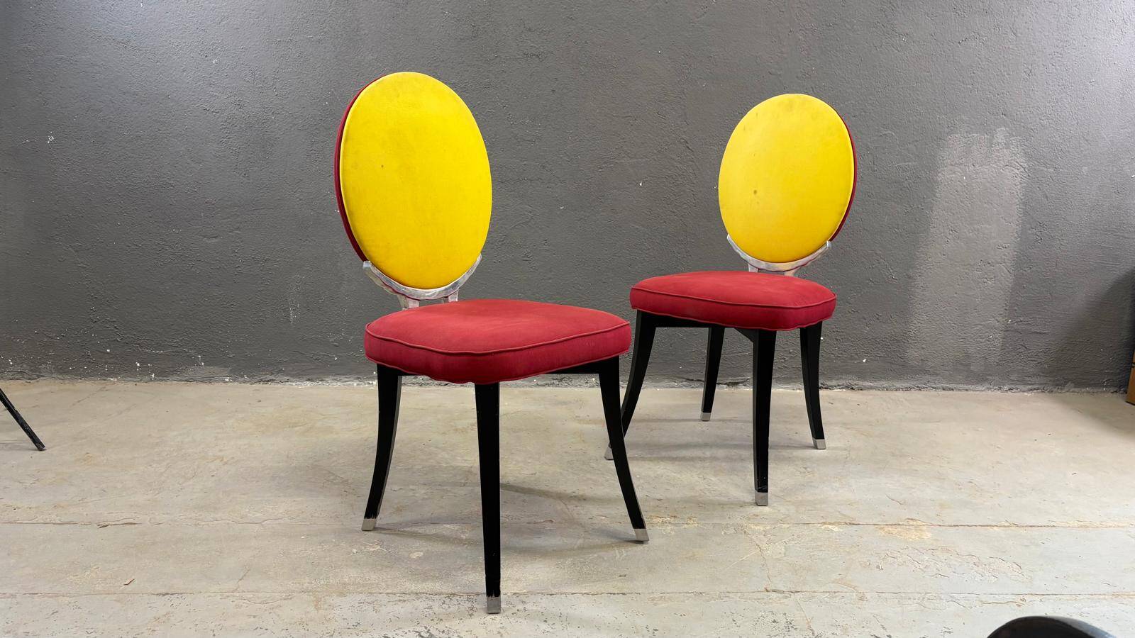 Pair of medallion chairs, Funny Valentine model, by Jean-Charles de Castelbajac, 20th century