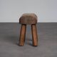Robust primitive solid wood stool, Europe, 1970s