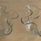 Trio of vintage blown glass handkerchief vases