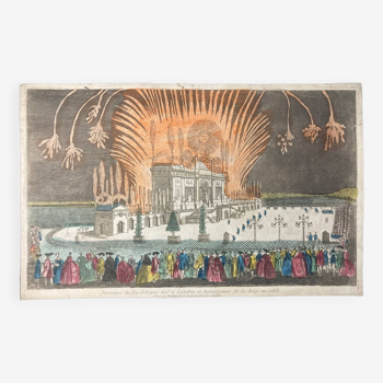 Old engraving optical view Mondhare Fireworks XVIIIth
