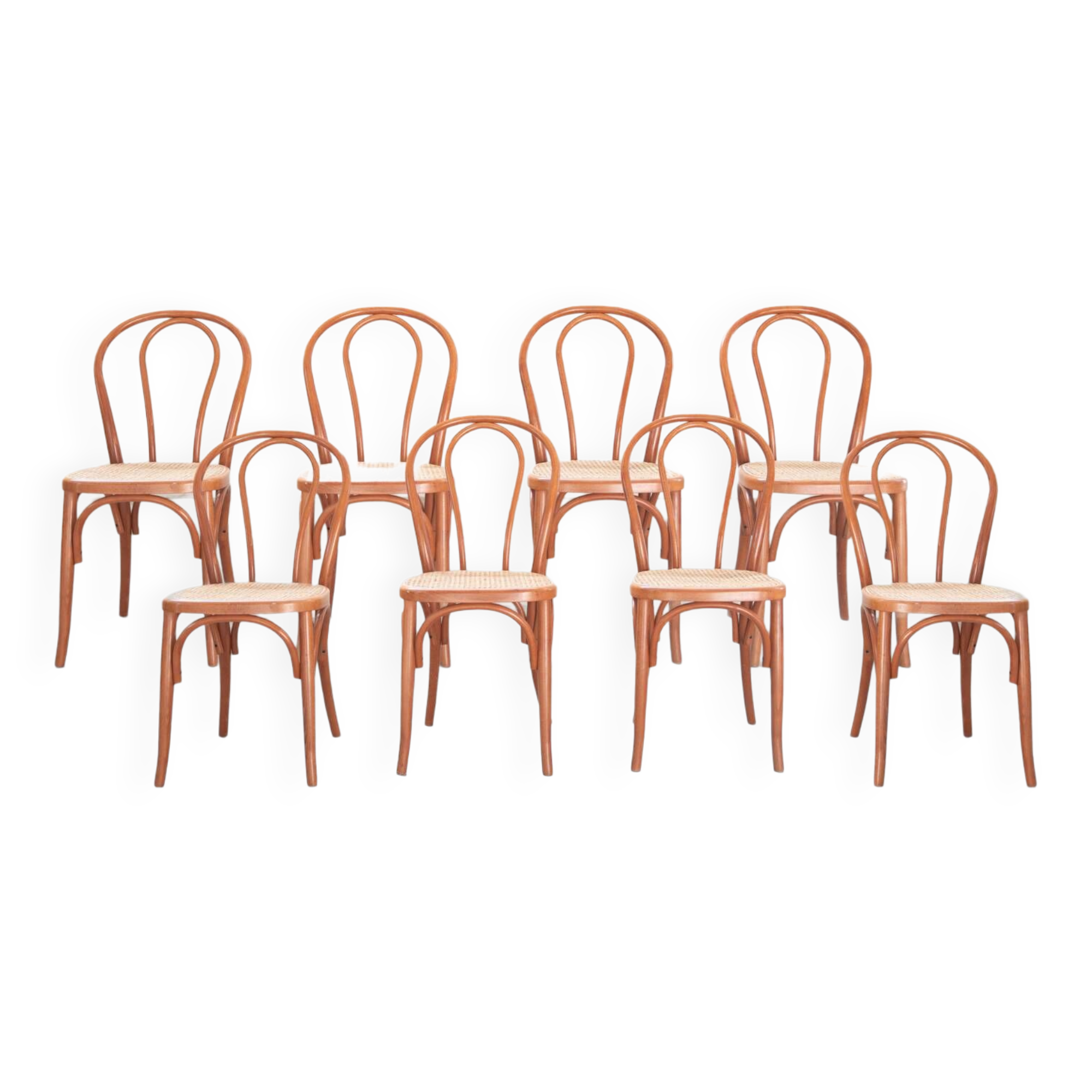 Bent beech wood chairs with straw seats, no. 34 total, 1990-2000