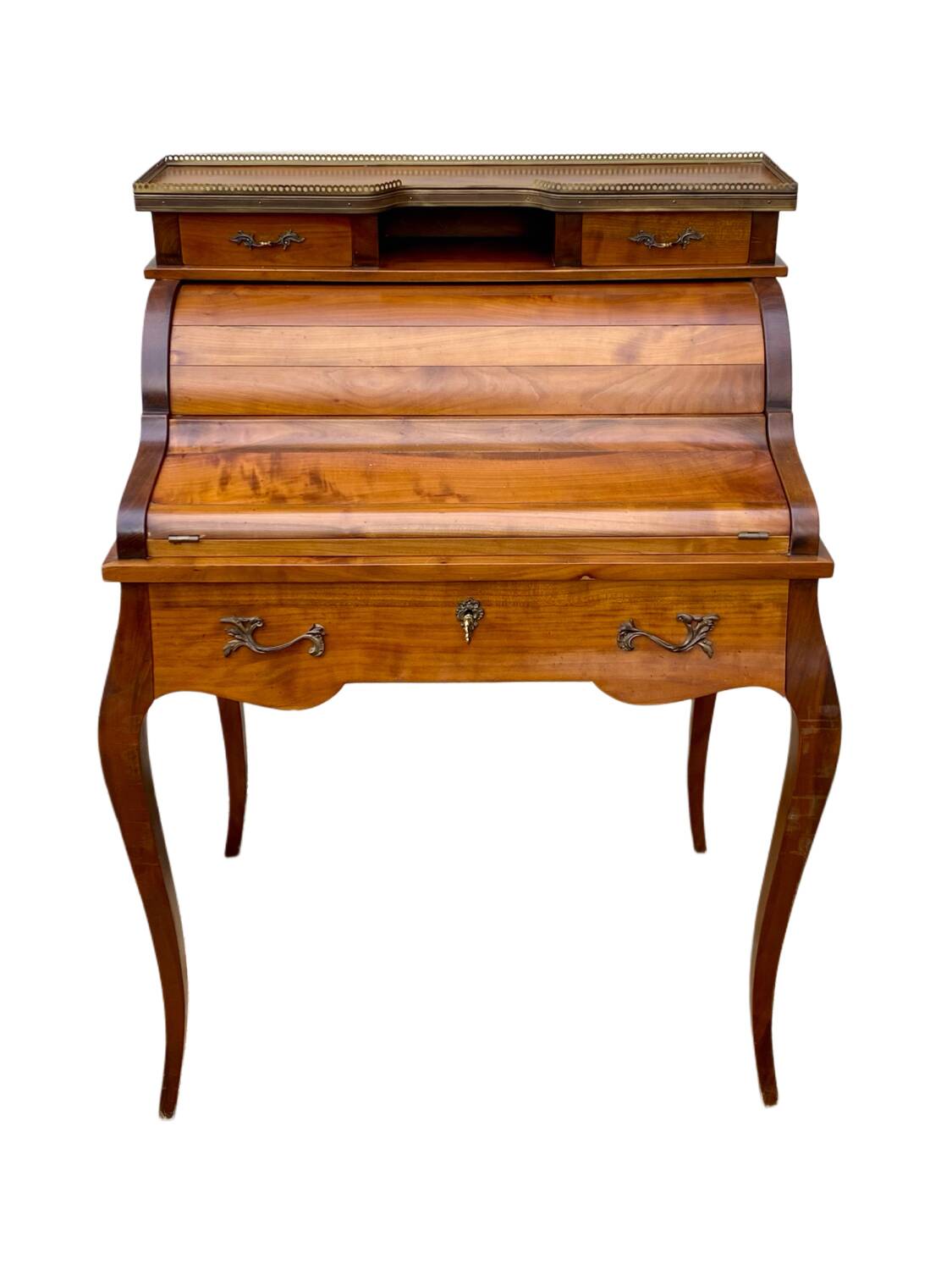 Secrétaire bureau à cylindre de style Louis XV, 6 tiroirs