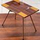 Table d’appoint, bout de canapé en céramique marron et jaune