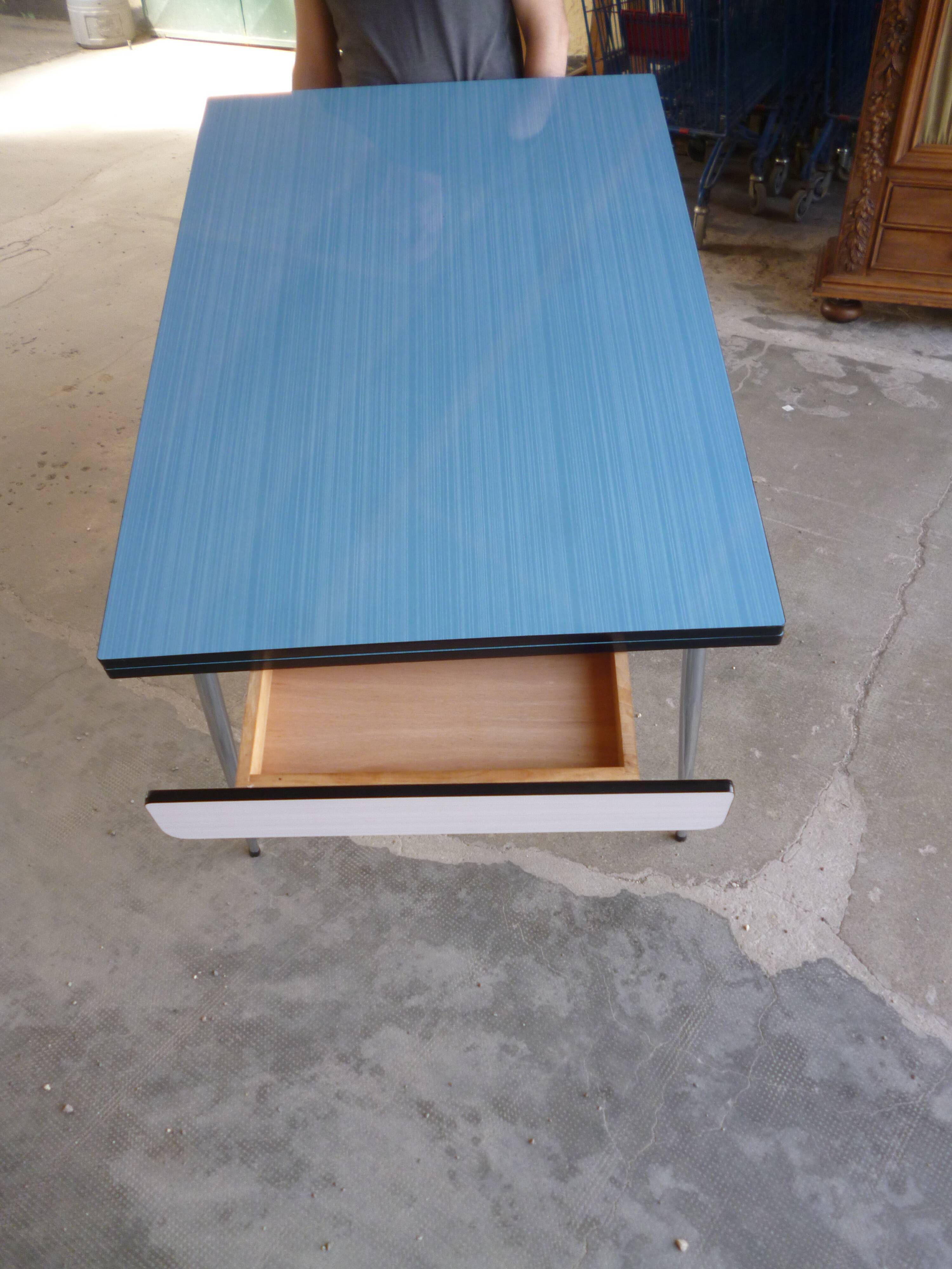 Blue formica table