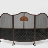 French Art Deco wrought iron fireplace screen with 3 panels
