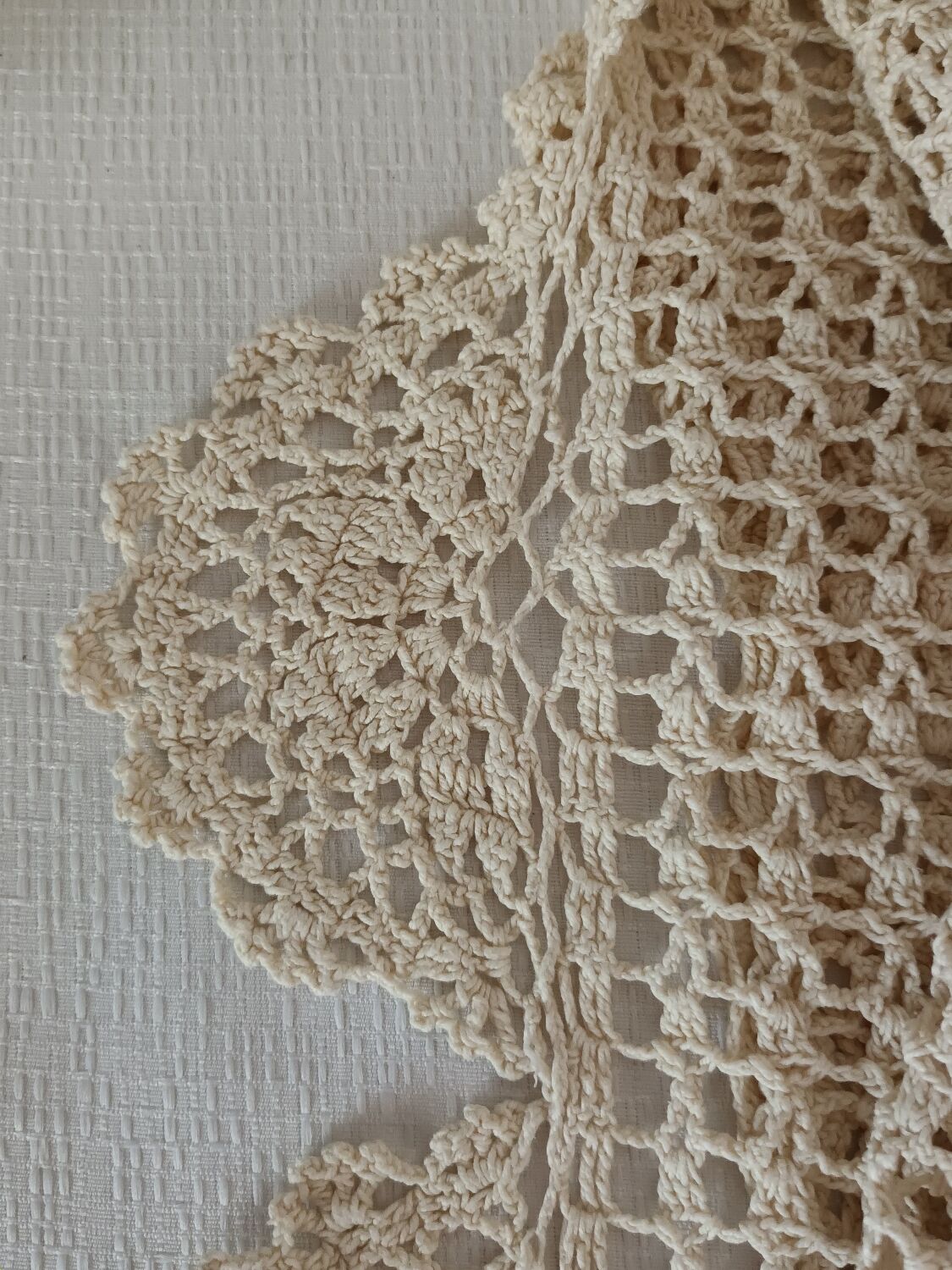 Vintage beige crochet bedspread