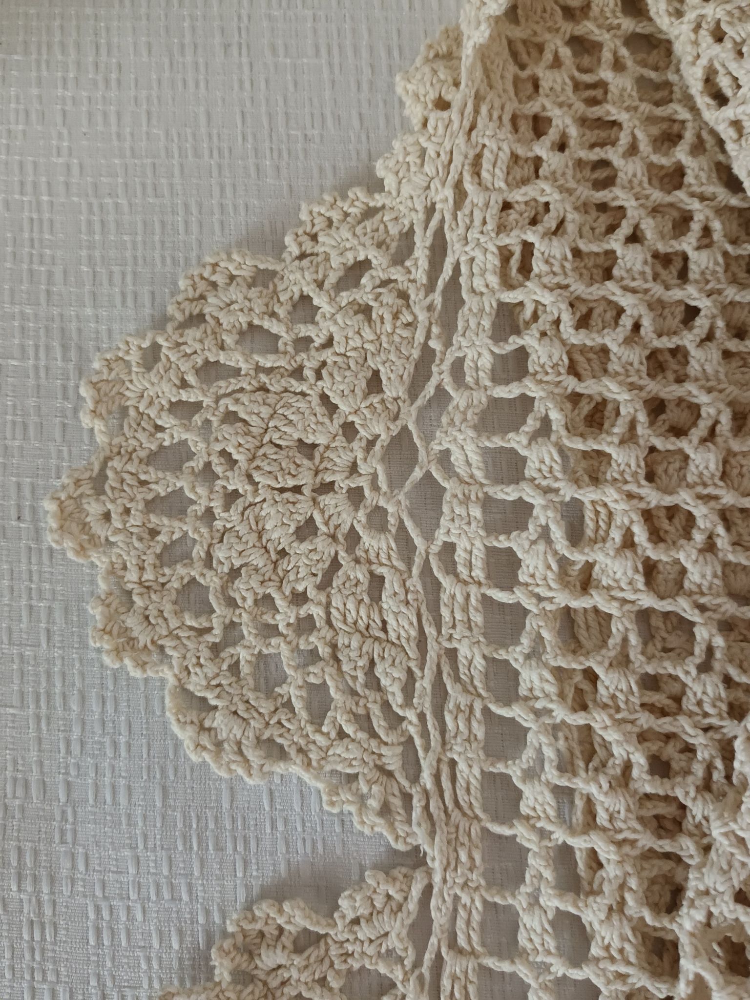 Vintage beige crochet bedspread