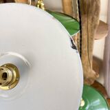 Vintage lampshade in green enamelled sheet metal, customizable