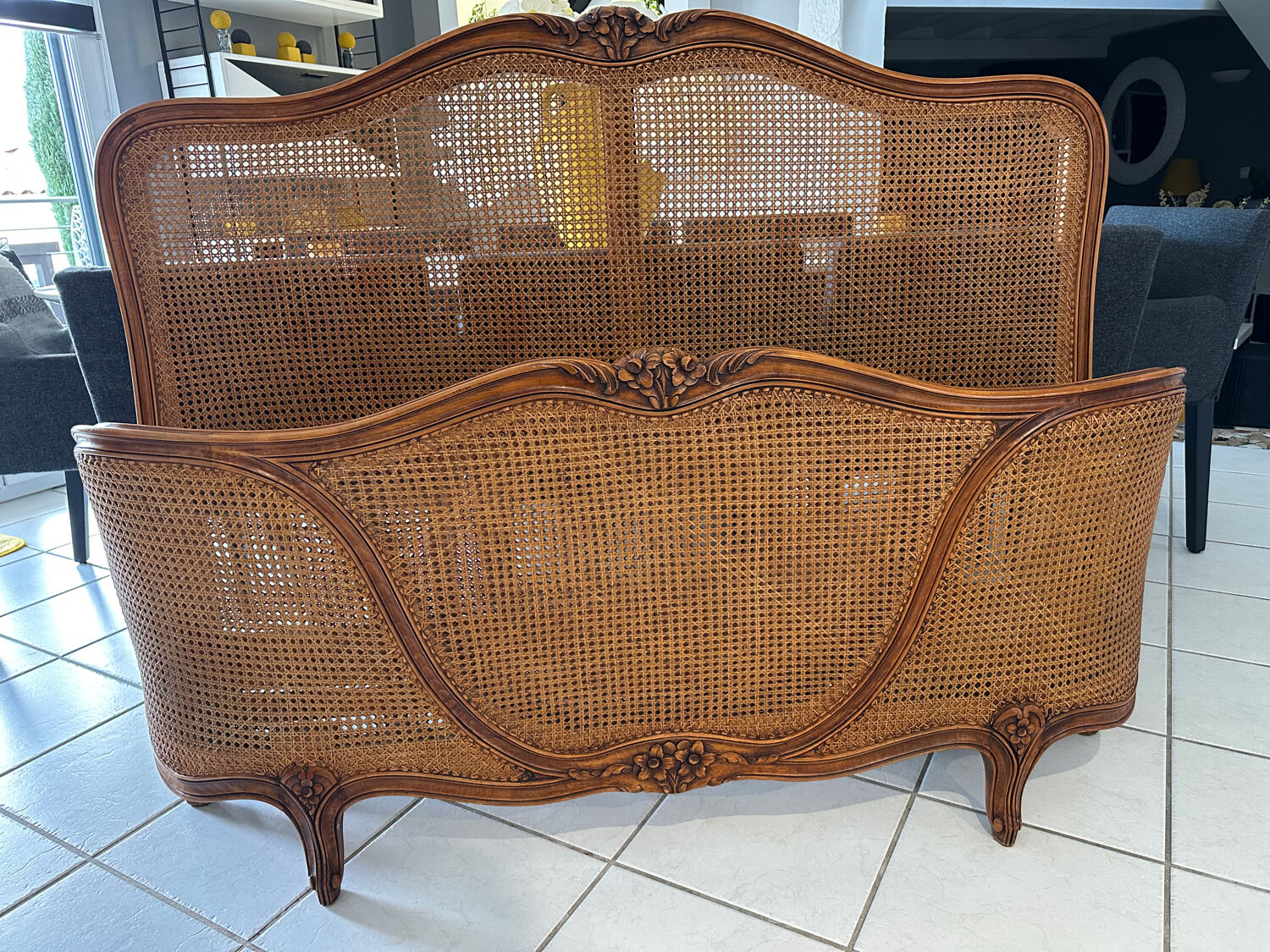 Lit basket in caning Louis XV style 1950