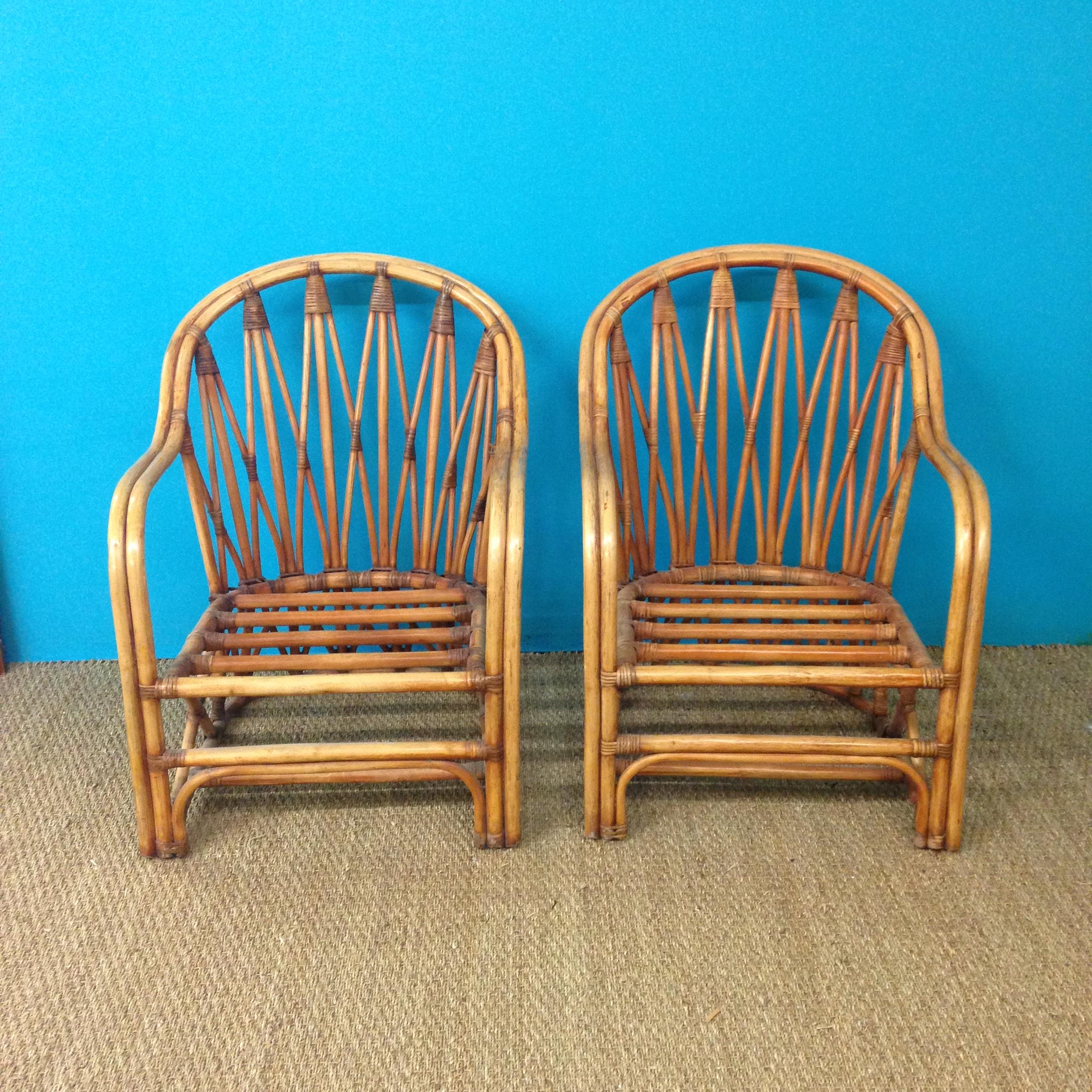 Paire de Fauteuil en rotin circaa 1960