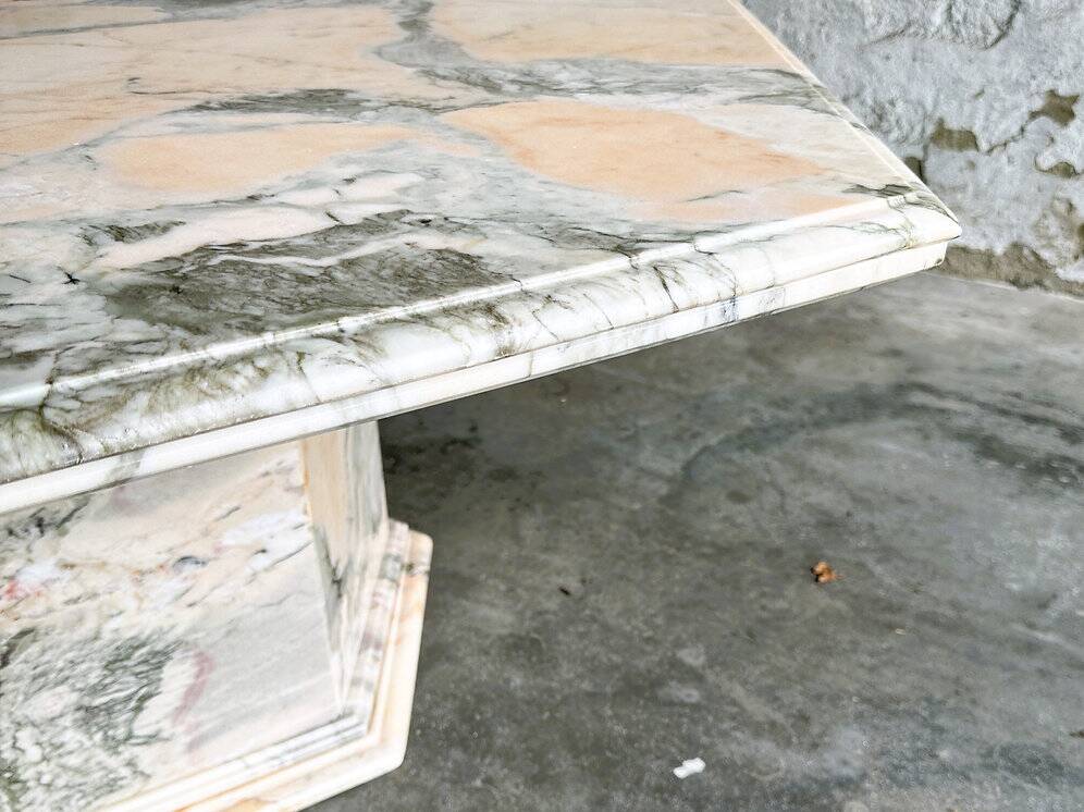 Vintage hexagonal pink and grey marble coffee table, 1980s