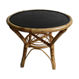 Wooden and rattan coffee table