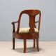 Antique Charles X armchair in walnut and fabric, Italy, mid-19th century.