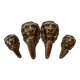 4 lion coat hooks in brass