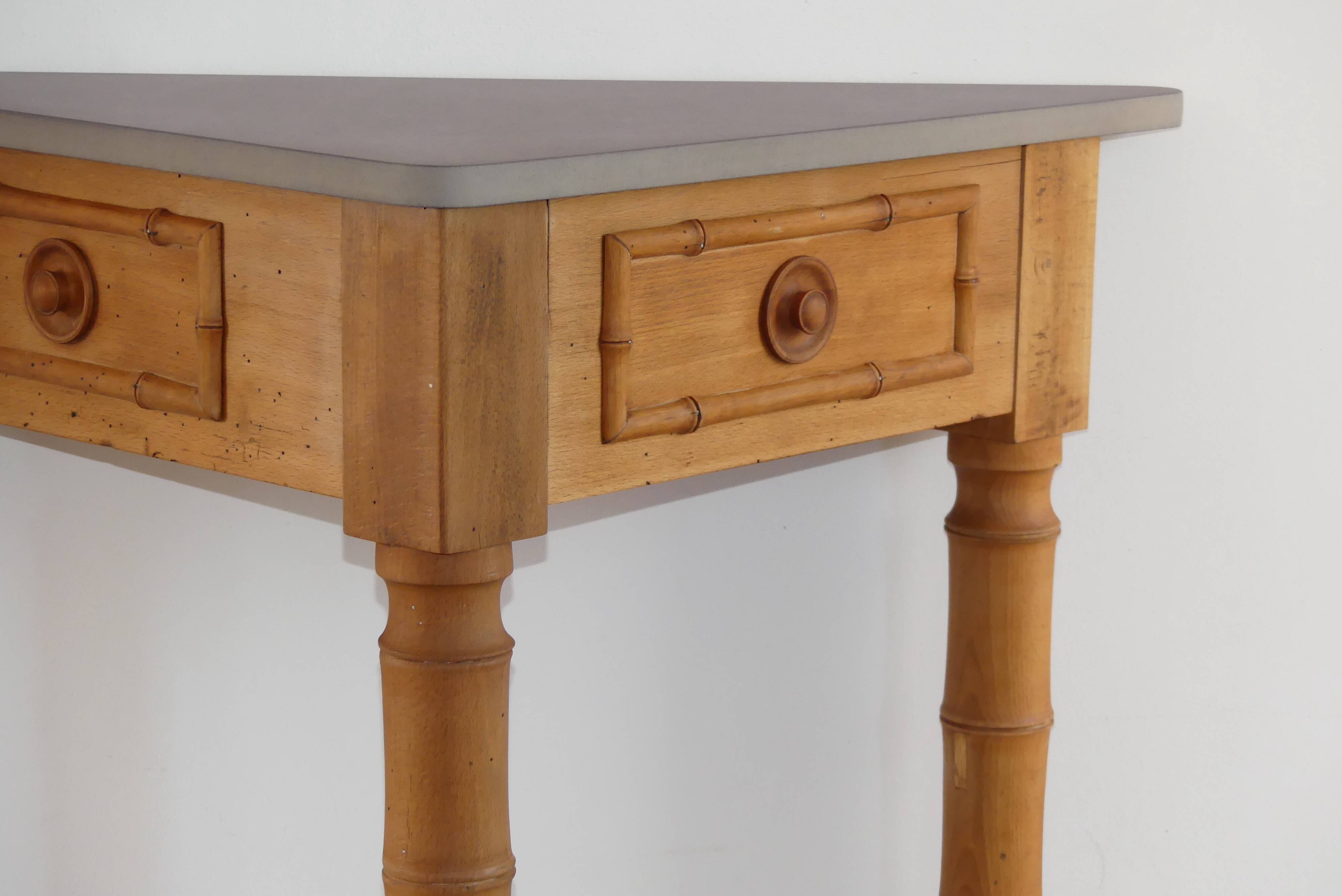 Wooden console table imitating bamboo