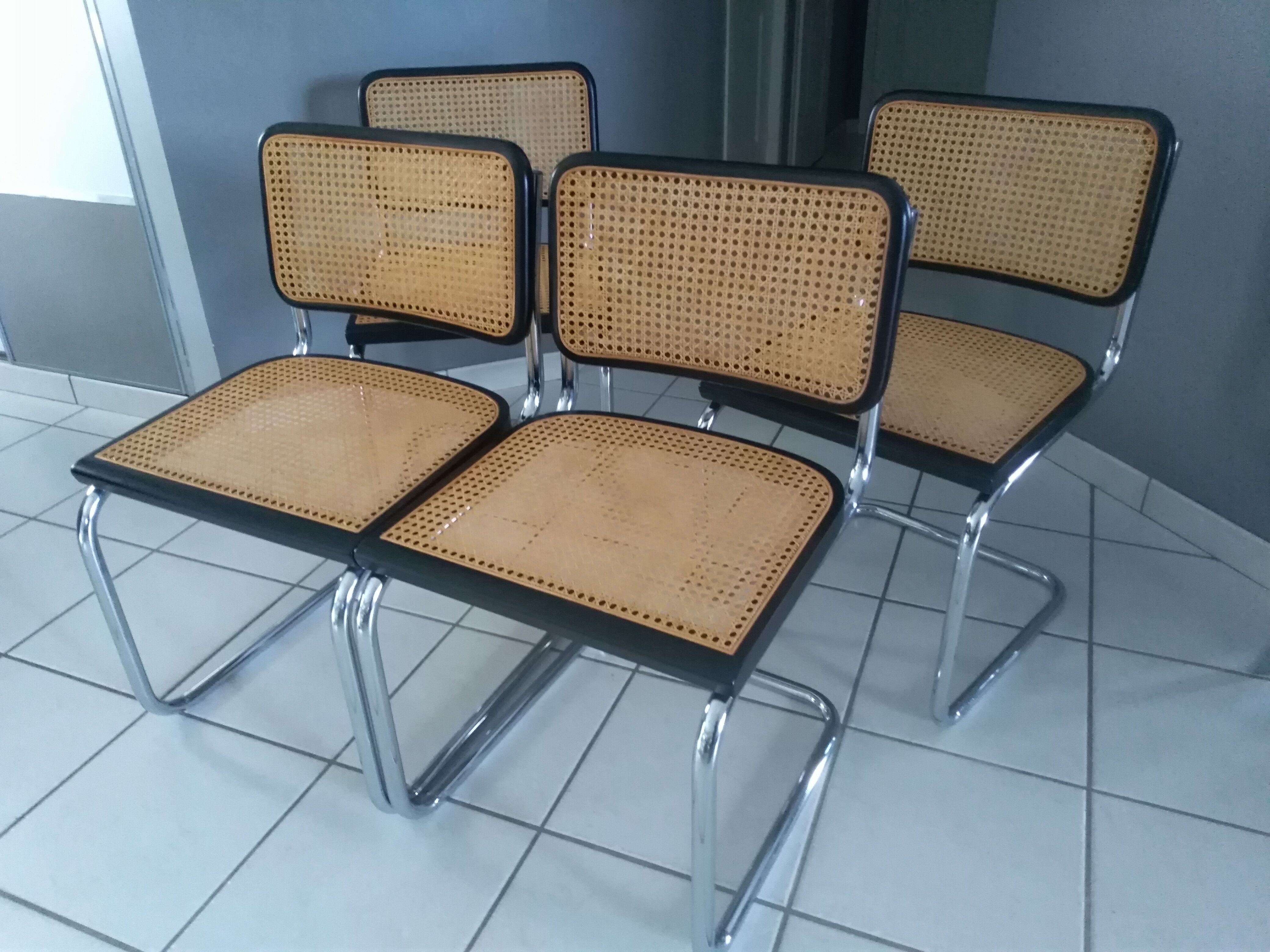 Suite of 4 chairs Cesca B32 by Marcel Breuer vintage 1992