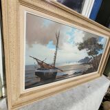 Oil on canvas, low tide, signed Le Dantec