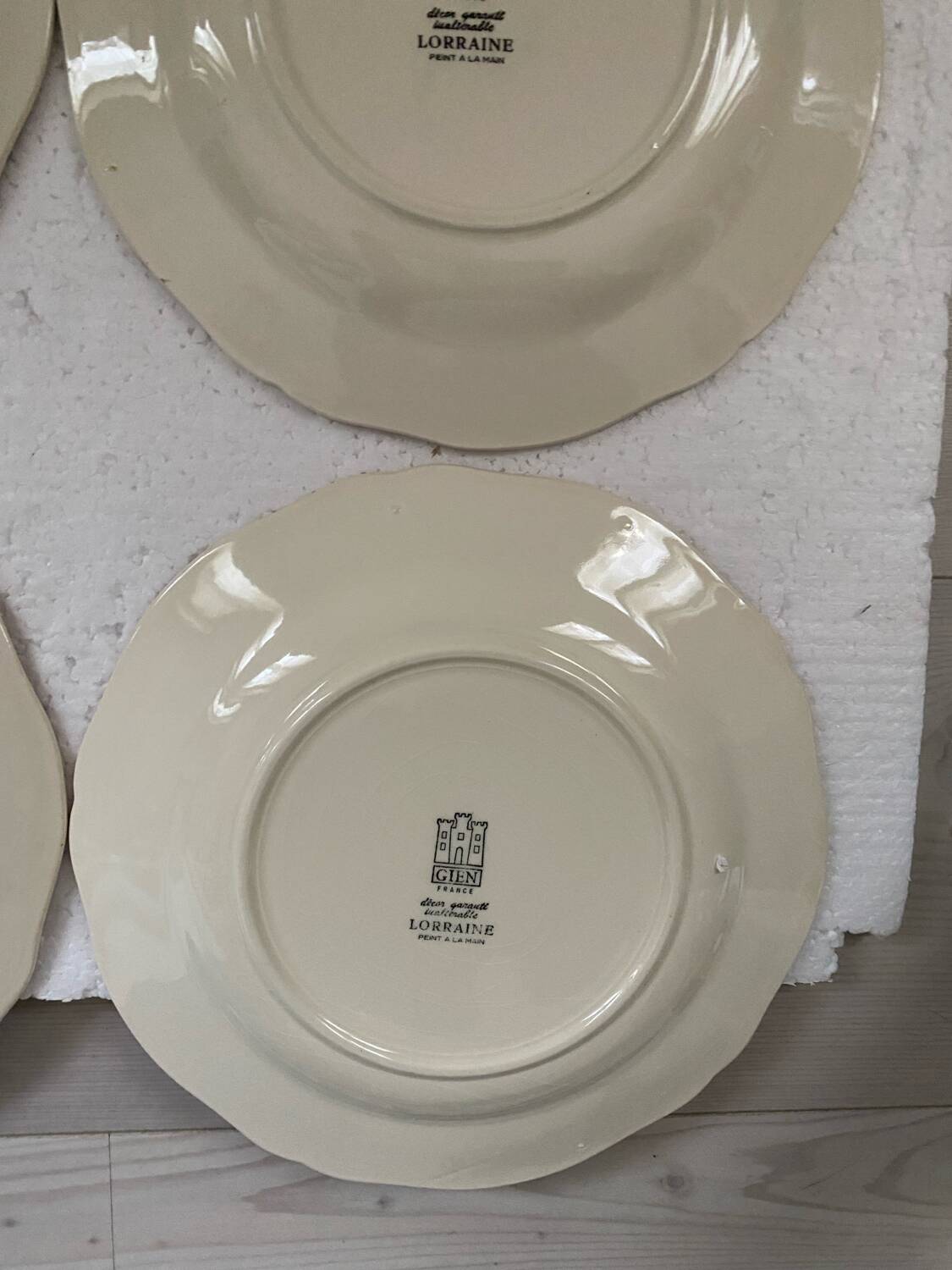 Service 6 assiettes plates gien lorraine fleurs peintes à la main