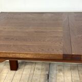 Brutalist solid oak table with 2 extensions from the 1990s.