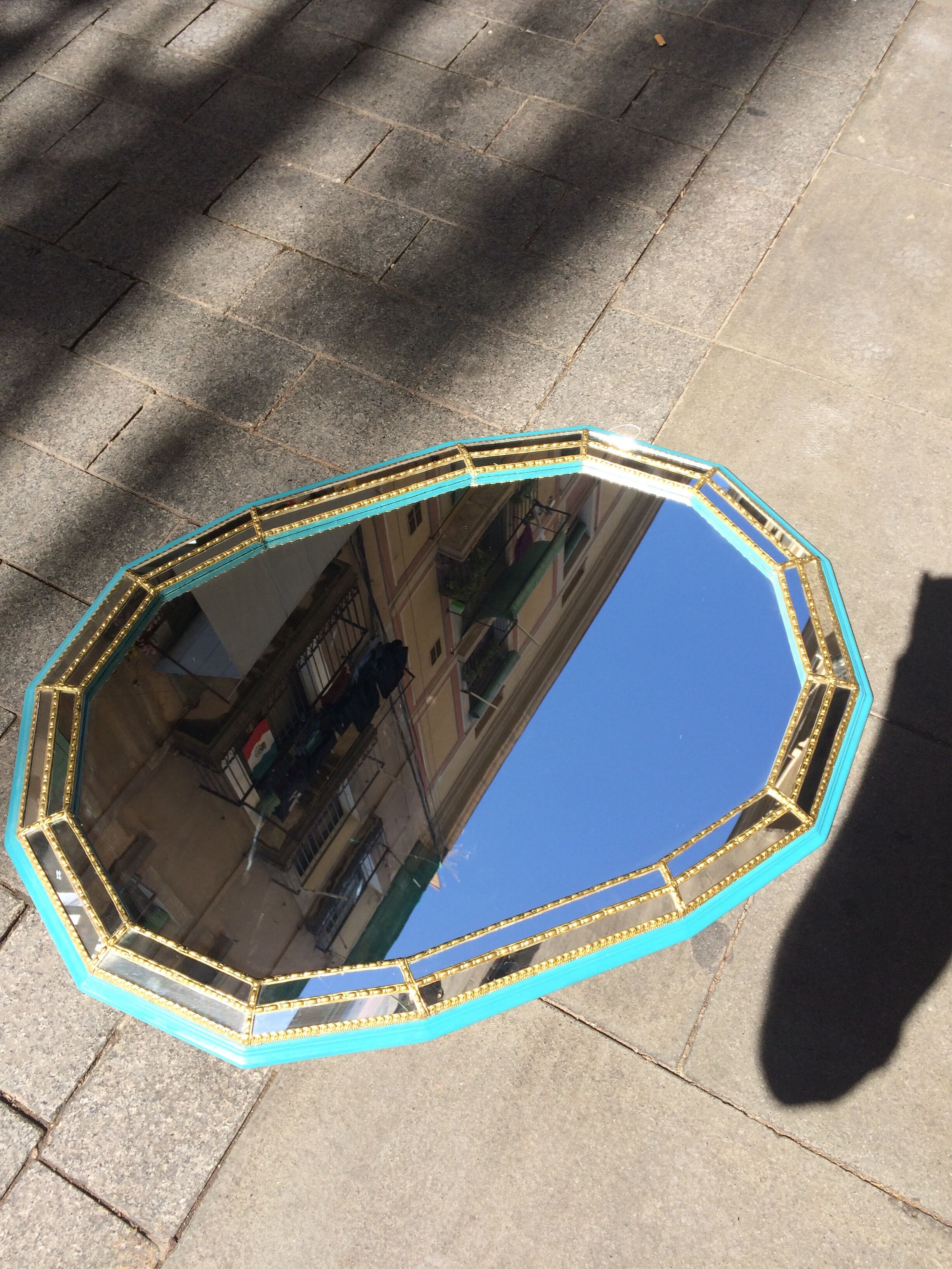 Mirror blue and gold 65x90cm