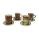 Lot 4 mugs & sous-tasses grès émaillé vintage années 70