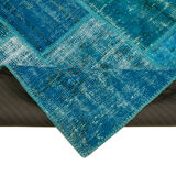 Handmade Oriental Contemporary 174 cm x 243 cm Turquoise Patchwork Carpet