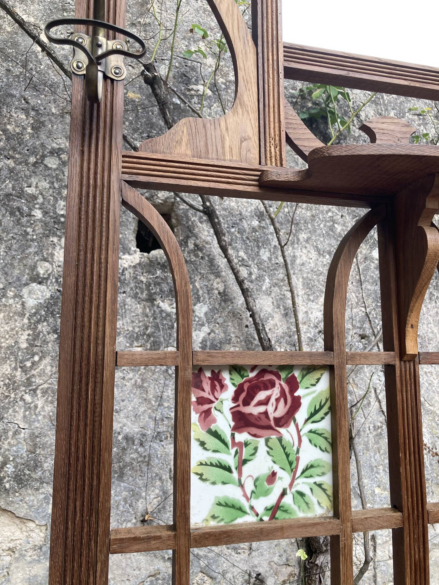 Old wooden entrance coat rack